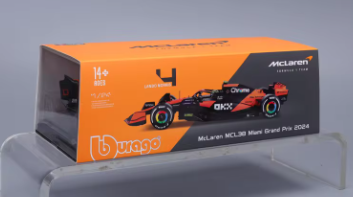 Bburago 1:24 Mclaren MCL38 Miami GP 2024 - Lando Norris