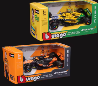 BUNDLE - Bburago 1:43 Mclaren MCL38 Miami + Monaco GP 2024 - L.Norris + O. Piastri